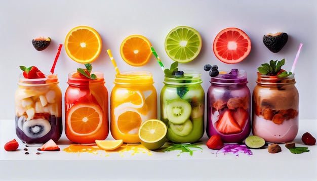 Fresh and Healthy Detox Juice A Colorful Medley of Fruits Vegetables and Spices