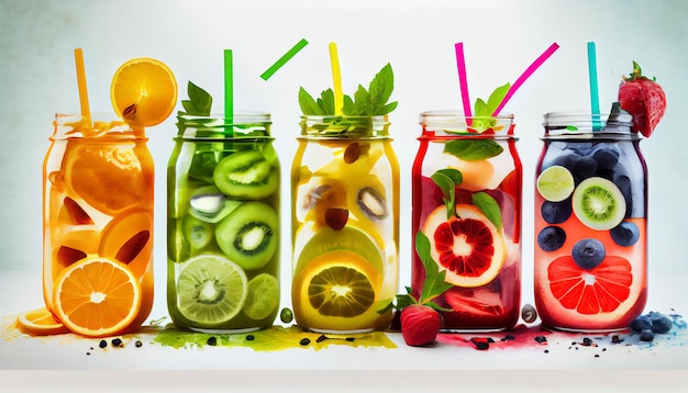 Fresh and Healthy Detox Juice A Colorful Medley of Fruits Vegetables and Spices