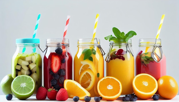 Fresh and Healthy Detox Juice A Colorful Medley of Fruits Vegetables and Spices