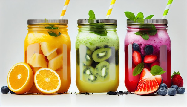 Fresh and Healthy Detox Juice A Colorful Medley of Fruits Vegetables and Spices