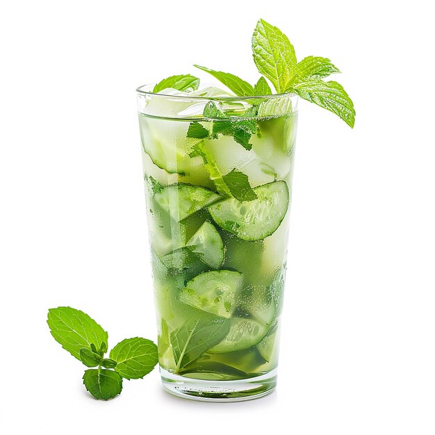 Fresh healthy drink in glasses isolated on white background