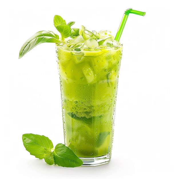 Fresh healthy drink in glasses isolated on white background