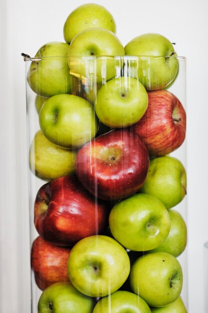 fresh healthy fruits decoration in glass dish and spiral formation