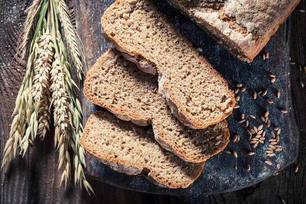 Fresh and healthy loaf of bread with whole grains