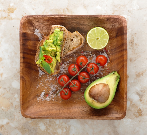 Fresh healthy sandwich with avocado