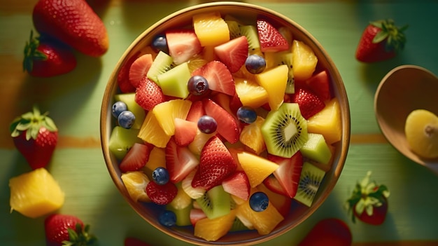 Fresh and healthy tropical fruit salad generative ai