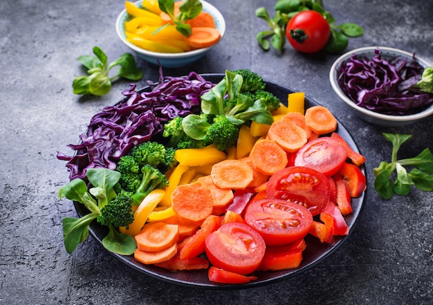 Fresh healthy vegetarian rainbow salad