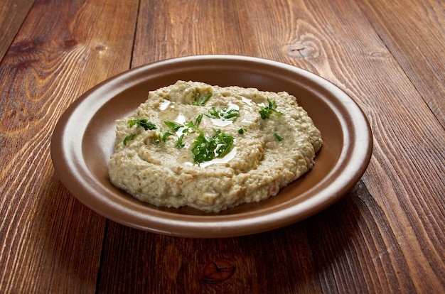 Fresh homemade Baba Ghanoush.Traditional Lebanese