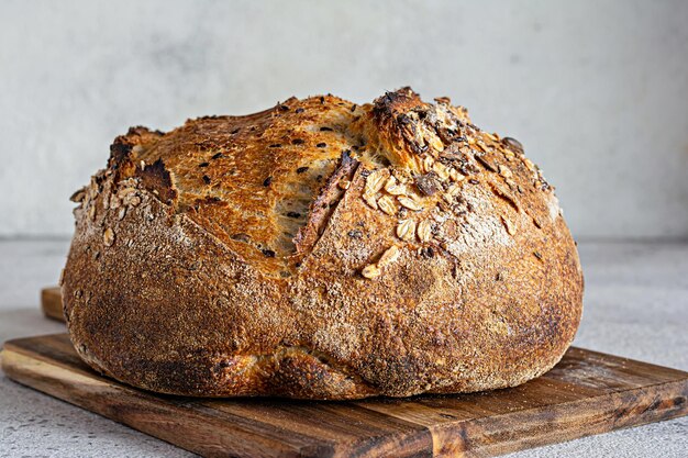 Fresh homemade bread (slice) from whole grain sourdough flour