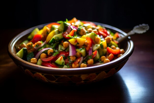 Fresh homemade chickpea and vegetable blend captured in a natural composition