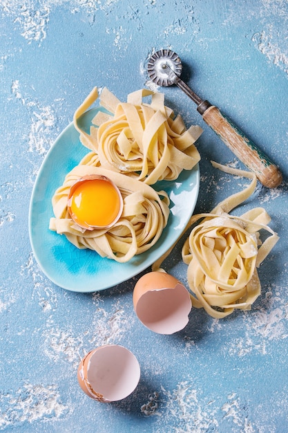 Fresh homemade pasta tagliatelle