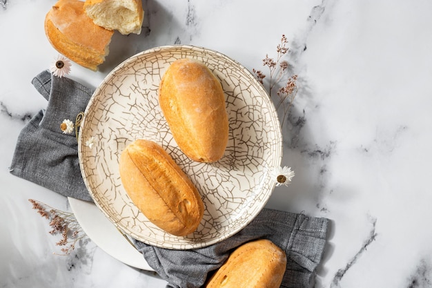 Fresh homemade white wheat bread with yeast