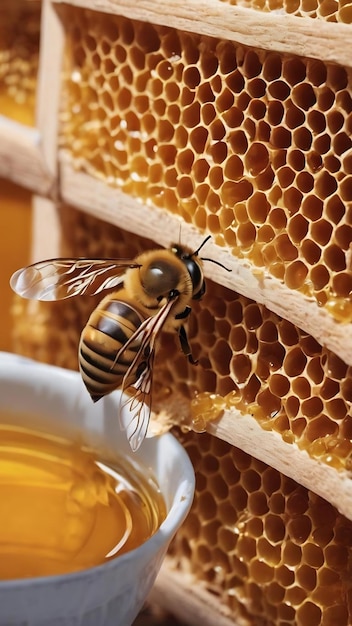 Fresh honey in the sealed comb frame