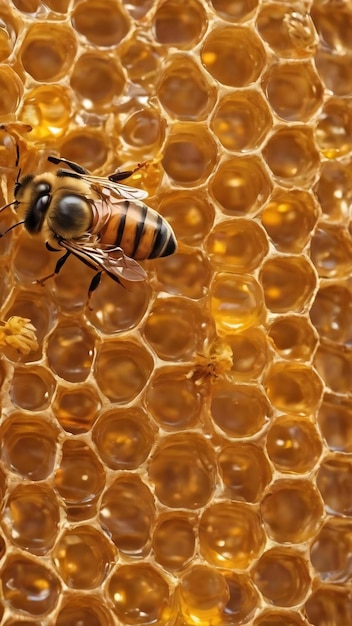 Fresh honey in the sealed comb frame