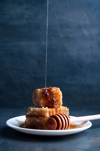 Fresh honey with honeycomb