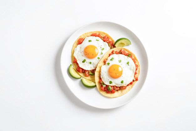 Fresh Huevos Rancheros on White Background