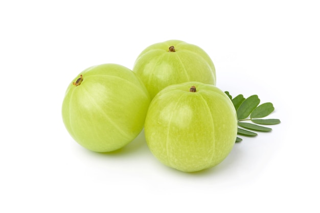 Fresh Indian gooseberry fruits isolated on white