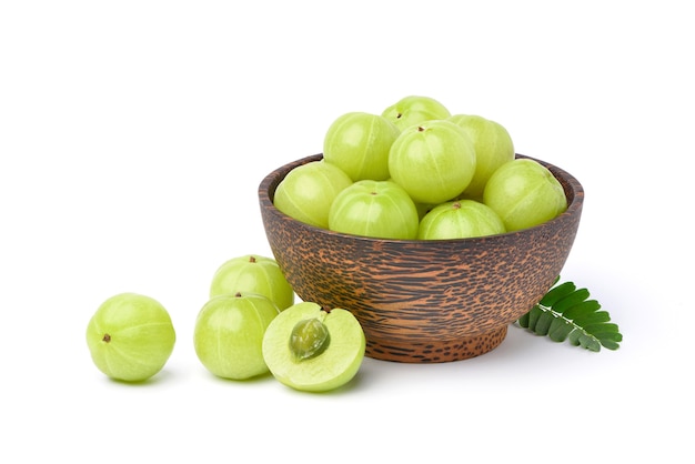 Fresh Indian gooseberry fruits isolated on white