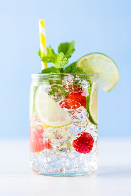 Fresh infused water made with organic ccitruses and berries.