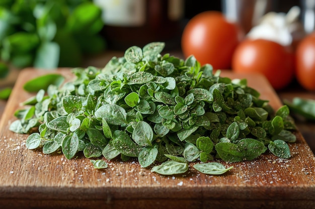 Fresh Italian Oregano Sprigs and Finely Chopped Leaves