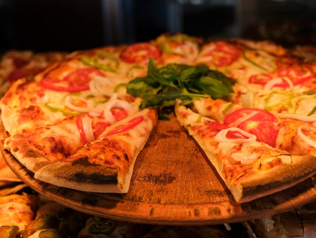 Fresh Italian pizza in a restaurant