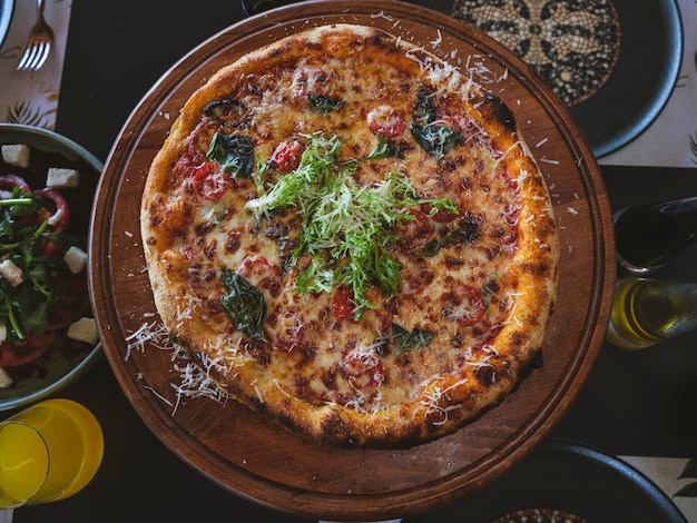 fresh Italian pizza in a restaurant