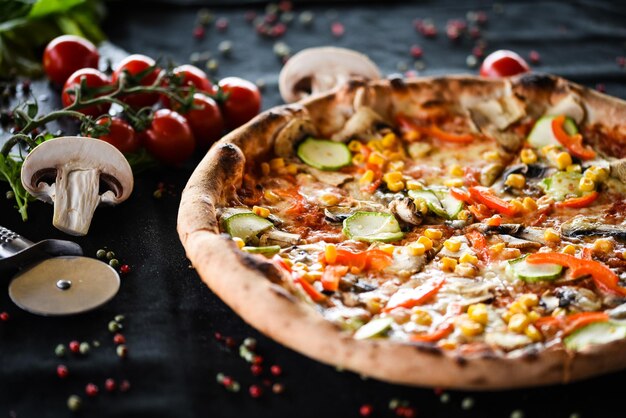 Photo fresh italian pizza with vegetables