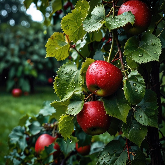 Photo fresh and juicy a bountiful harvest of red apples