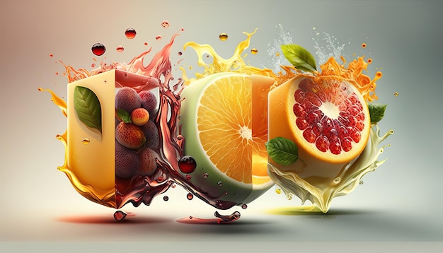 Fresh and Juicy Fruit Juice Illustration Concept AI Generative