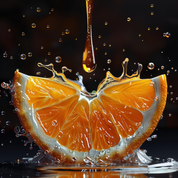 a fresh juicy orange slice splash