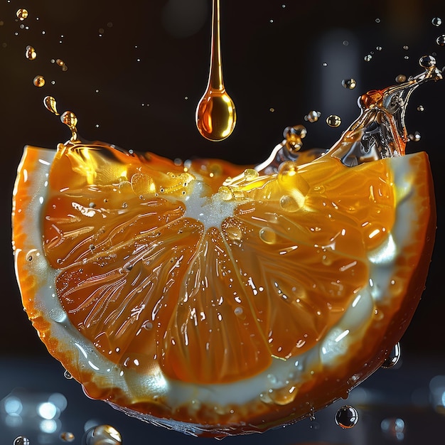 a fresh juicy orange slice splash