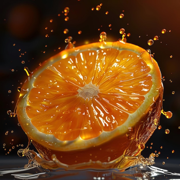 a fresh juicy orange slice splash