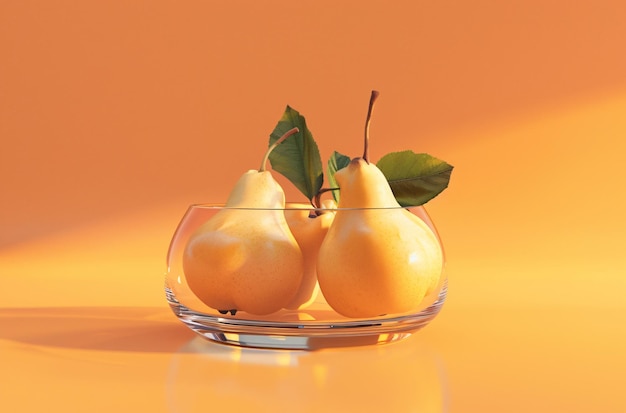 Fresh juicy pears in front of an orange background