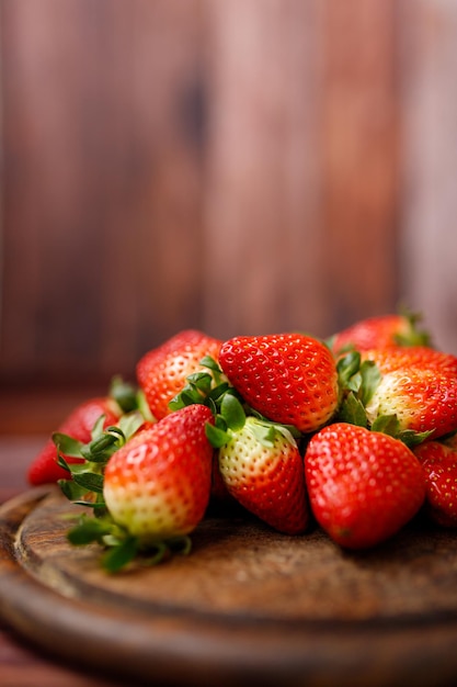 Fresh juicy strawberries with leaves strawberry