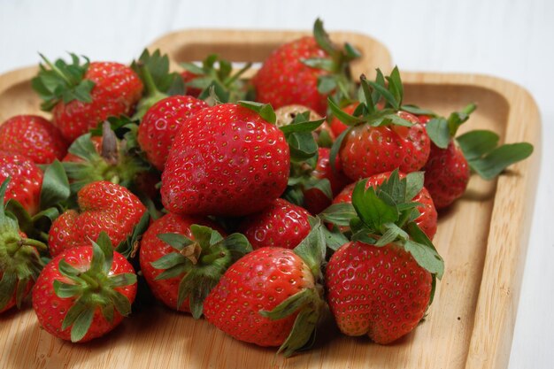 fresh  juicy strawberries with leaves