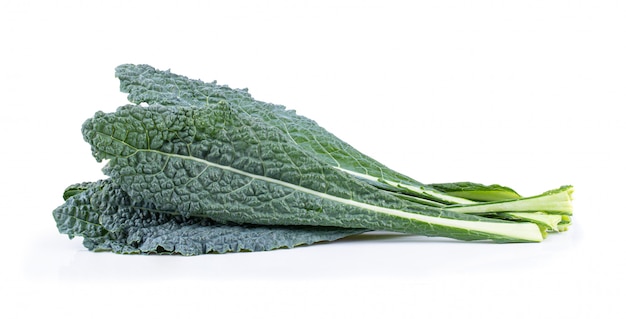 Fresh kale on white wall