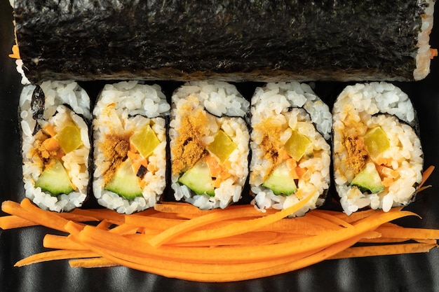 Fresh kimbap on monochrome background