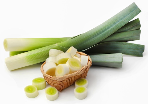 Fresh leek stem chopped