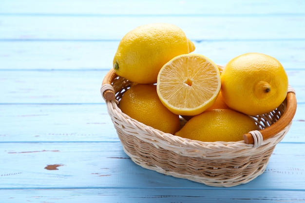 Fresh lemon in basket