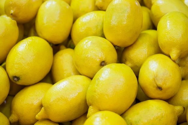 Fresh lemon for sale in local market Selective focus