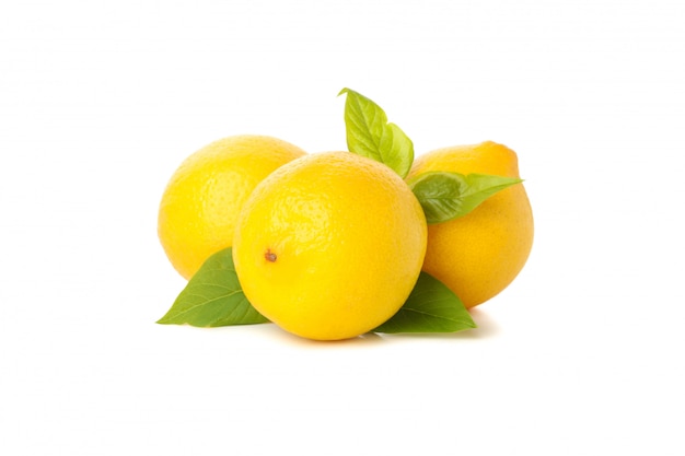 Fresh lemons isolated. Ripe fruit