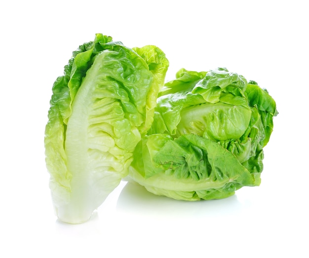 Fresh lettuce (baby cos) on white background