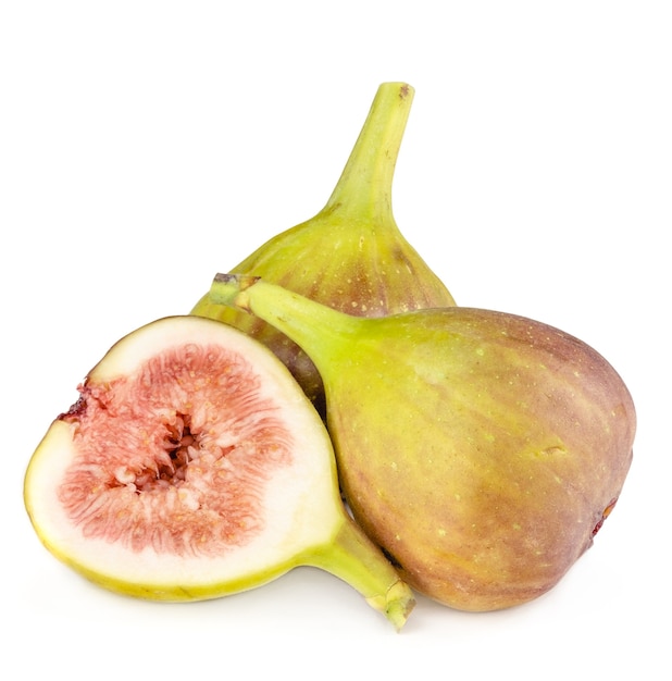 Fresh, light, healthy figs on white background.