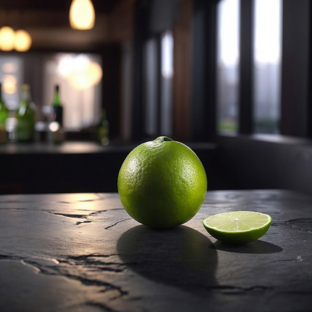 Fresh lime on the dark table