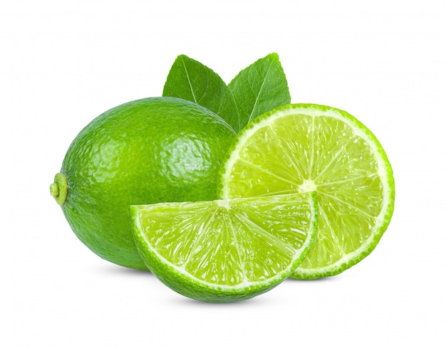 Fresh lime on white background