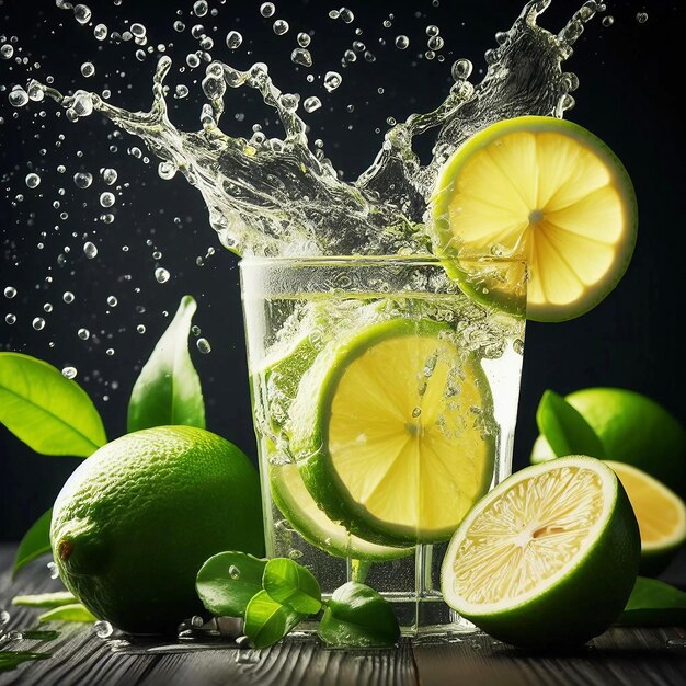 Fresh lime with isolated on alpha layer on transparent background Ai generative