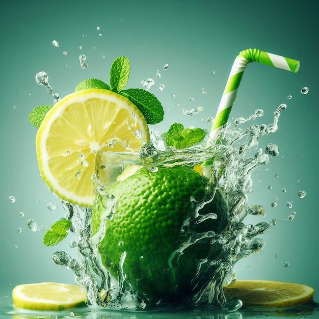 Fresh lime with isolated on alpha layer on transparent background Ai generative