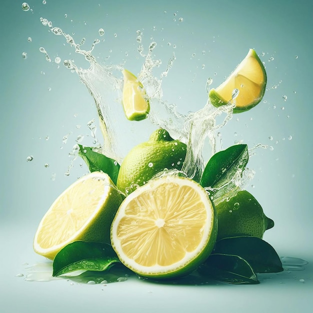 Fresh lime with isolated on alpha layer on transparent background Ai generative