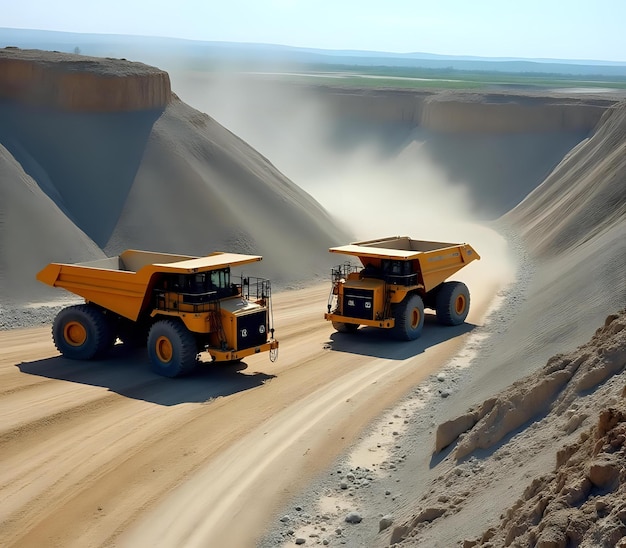 Fresh Limestone Cut at Open Pit Quarry with Heavy Equipment Mining Process