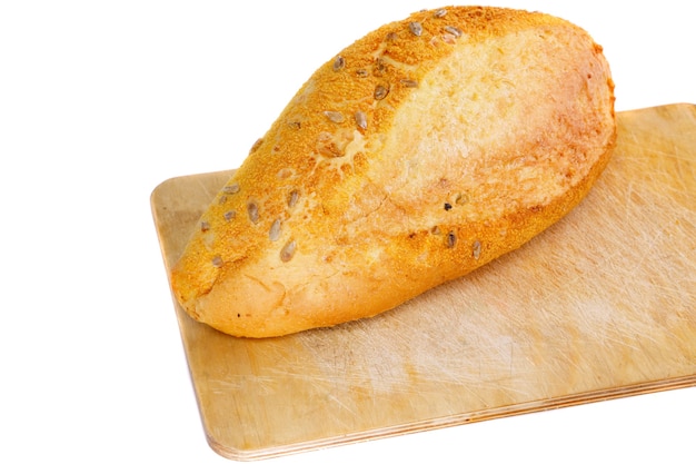 Fresh loaf of bread . Isolated over white